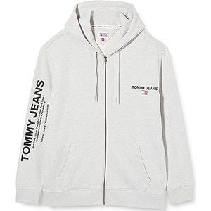 Tommy Jeans TJM Plus Reg Entry hoodie voor heren met ritssluiting, Zilvergrijs Htr