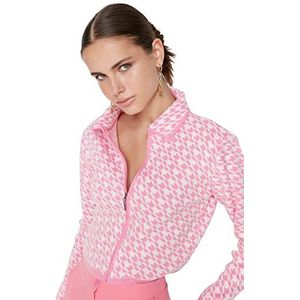 Trendyol Pink Collar Detailed Gebreide jas, Dames, Roze