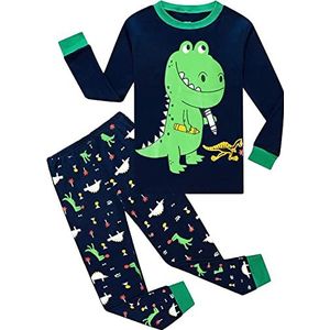 EULLA Pyjamaset voor kleine jongens katoenen nachtkleding lange mouwen pyjama set jongens, Dinosaurus 2