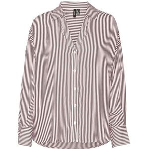 VERO MODA Vmbumpy L/S Oversize Shirt Wvn Ga Damesblouse met lange mouwen, Nostalgia roze/strepen: sneeuwwit