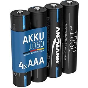 ANSMANN Oplaadbare Micro AAA 1050mAh NiMH 1,2V (4 stuks) - Micro AAA batterijen met hoge capaciteit - batterijen voor energieke apparaten (microfoon, elektronische instrumenten enz.)