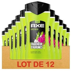 AXE - Epic Fresh 5-in-1 douchegel voor heren - 24 uur hydraterend - 87% ingrediënten van natuurlijke oorsprong - ananas & grapefruitgeur (12 x 250 ml)