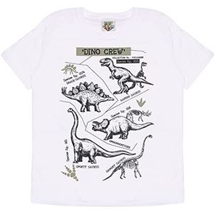 Popgear Dinosaur Dino Crew Boys T-shirt | Official Merchandise | Leeftijd 4-12, T Rex, ronde hals, grafische thee, kinderkleding, verjaardagscadeau idee voor jongens, Weiss