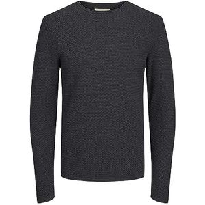 JACK & JONES Jprblumiguel gebreide herentrui met ronde hals, donkergrijs gemêleerd