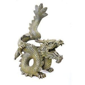 Blue Ribbon Dragon draak antiek goud, decoratie voor vissen, aquaria, 20 cm, maat XL