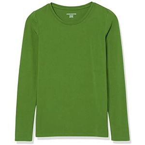 Amazon Essentials Dames T-shirt met lange mouwen en ronde hals (verkrijgbaar in grote maten), groen, XXL