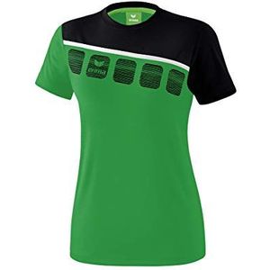 Erima 5-c T-shirt voor dames (1 stuk), smaragd / zwart / wit