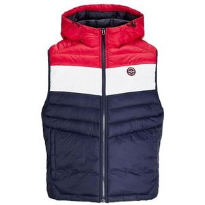 JACK & JONES Gilet à capuche Jjesprint pour homme, Bleu marine/détail : blanc/True Red Blocking, XS