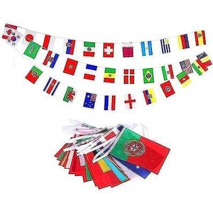 AZ Flag Slinger 7 meter 32 vlaggen voetbal wereldkampioenschap 2022 Qatar 15x10 cm - vlag wereldkampioenschap 2022 10x15 cm