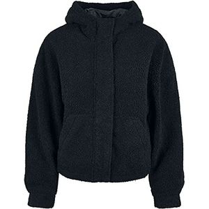 Urban Classics dames sherpa jas kort, zwart.