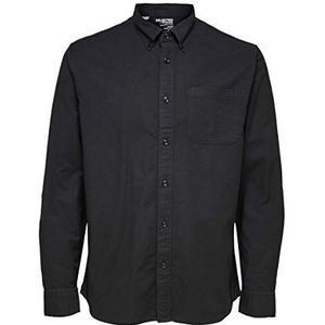 SELECTED HOMME Oxford biologisch katoenen herenoverhemd, zwart.