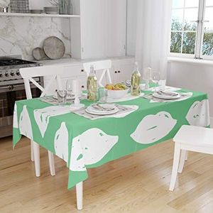 Bonamaison, schimmel, sneldrogend, vuilafstotend, machinewasbaar, 100% polyester, tafelkleed, petrolgroen, wit, 140 x 160 cm – ontworpen en geproduceerd in Turkije