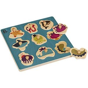B. toys houten puzzel om in te steken, houten puzzel voor kinderen met zeedieren, vormsorteerspel vanaf 18 maanden (10 stuks)