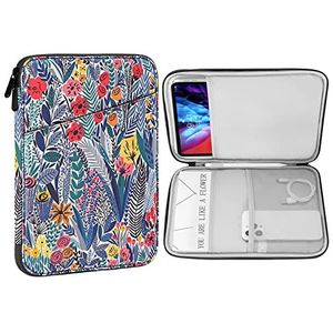 MoKo 9-11 Inch Tablet Sleeve Case, Fits iPad air 5 10.9"" 2022, iPad Pro 11 M2 2022-2018, iPad 10th 10.9 2022, iPad Air 4 10.9, Tab S8/A7, Protective Bag Carrying Case with Pocket, Blue leaf flower