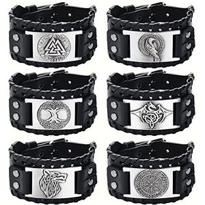 Finrezio Viking-armband voor heren, punk, brede manchet, Vikingsieraden, Scandinavische armband met kompas, ringkompas, heidense Keltische sieraden, legering, Legering