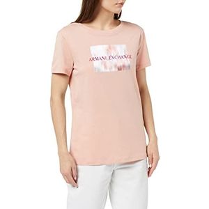 Armani Exchange Rechte snit, vierkant logo, bloemenprint, dames T-shirt, Lady
