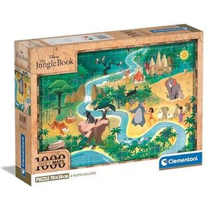 Clementoni Puzzel Story Maps - The Jungle Book 1000 stukjes - puzzel voor volwassenen 14-99 jaar, gemaakt in Italië, 39813