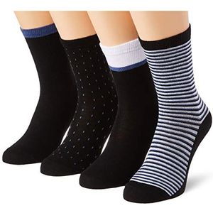 DIM EcoDIM dames stijl katoen en comfort x 4 sokken, zwart/wit/middernachtblauw, één maat, zwart/wit/middernacht blauw