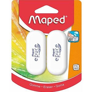 Maped - 2 gummen Epure – witte gum met zacht gevoel zorgt voor zachtheid en comfort in het gebruik, L 27 x D 11 x H 61 mm 103700
