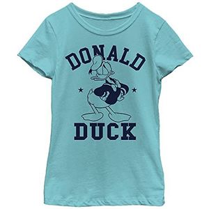 Disney Donald Duck Blue and White Angry Pose Portrait Girls T-Shirt, Blue Tahiti, XS, Tahiti-blauw