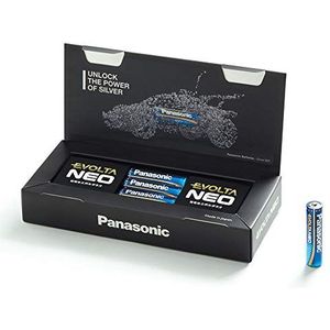 Panasonic EVOLTA Neo, Premium alkaline batterij, 4 stuks AAA, ultra krachtig, zeer lange levensduur en veilig, Micro LR03 1,5 Volt, verpakt in een praktische opbergdoos.