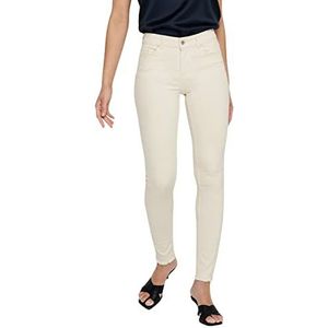ONLY ONLBLUSH MID SK ANK RAW DOT019 dames jeans skinny fit beige ecru XS-S lengte 30-34, ECRU