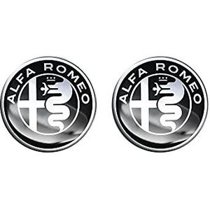Alfa Romeo 3D-stickers, logo's, wit en zwart, 2 stuks, 12 mm