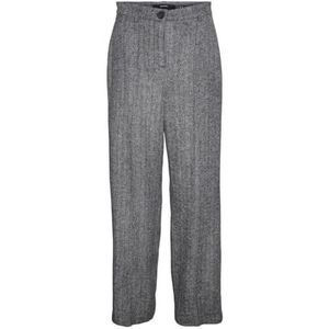 VERO MODA Vmlizzie Hr Wide Herringbone Pantalon pour femme, Gris foncé mélangé, 40W / 32L