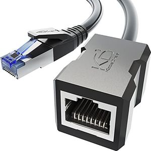 KabelDirekt Ethernet-verlengkabel met breukvast vlechtwerk - 2 m (CAT7 mannelijke naar vrouwelijke ethernetkabel, verlengt netwerkkabels, 10 Gbit/s, SF/FTP afscherming, zwart)