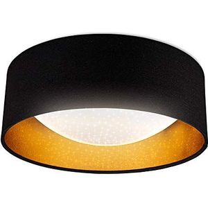 B.K.Licht - Led-plafondlamp met sterrenhemel, stoffen kap, lichtkleur neutraal wit, led-plafondlamp, woonkamerlamp, slaapkamerlamp, keukenlamp, 32 x 11 cm, zwart/goud