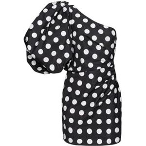 Pinko Cèdre Faille St. Pois Robe de soirée décontractée, Zz2_Nero/Bianco, 34 Femme, Zz2_nero/Bianco, 38