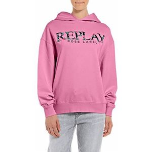 REPLAY Dames sweatshirt, 307 Candy Pink, L, 307 Candy Pink
