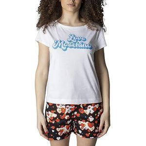 Love Moschino Boxy Fit Incotton Jersey T-shirt met korte mouwen, wit/blauw