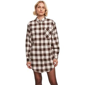 Urban Classics Casual flanellen geruite jurk voor dames, roze/bruin, maat M, Roze/Bruin