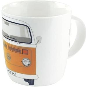 BRISA VW Collection Grote keramische mok voor koffie, thee, cappuccino in het ontwerp van de Combi T2 Volkswagen (bus) (oranje)