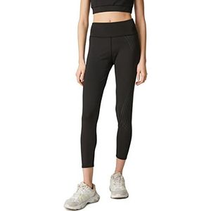 Koton Pantalon de survêtement pour femme Medium Rise Stripe Detail Sports Bra, Noir (999), L