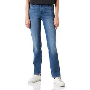 Wrangler Jeans met hoge straight fit voor dames, Hemelsblauw