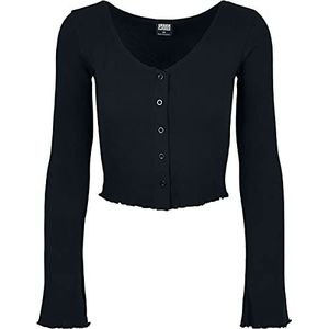 Urban Classics Korte cardigan voor dames, geribbeld gebreid, zwart.