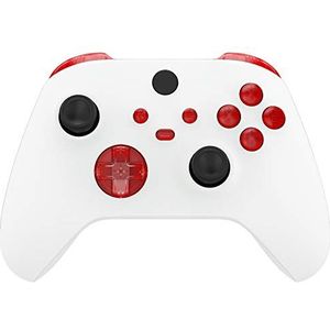 eXtremeRate Vervangingsknoppen voor Xbox Series X/S Controller, LB RB LT RT Triggers Bumpers D-Pad ABXY Start Back Sync Share Knoppen voor Xbox Series S/X Controller Rood Transparant
