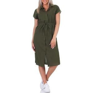 ONLY Robe pour femme, coupe normale, col de chemise, robe midi, vert, 3XL