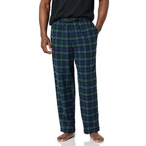 Amazon Essentials Flanellen pyjamabroek voor heren (verkrijgbaar in grote maat), tartan groen koningsblauw, maat XXL