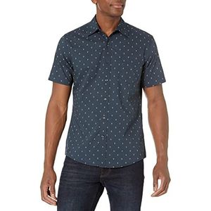 Amazon Essentials Heren bedrukt shirt korte mouwen slim fit ankerprint marineblauw wit XL