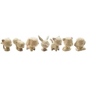 Décopatch APXSZ01C (productserie Clairefontaine) – 1 set met 8 mini-dieren van bruin papier (vogel, eekhoorns, hond, konijn, staande kat, zittend, beer, olifant) – voor individuele aanpassing (schilderen, collieren..