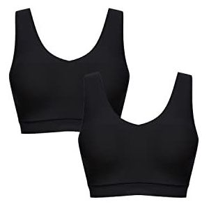 Chantelle Top soutien-gorge col en V avec rembourrage élastique doux, opaque, noir (2 unités), X-Large-XX-Large pour femme, Noir (2 unités), XL-XXL