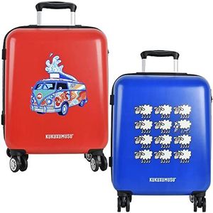 Kukuxumusu reiskoffer set van 2, marineblauw, rood, Eigentijds, jong en grappig