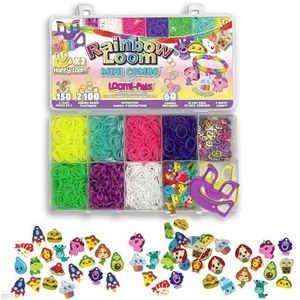 Bandai - Rainbow Loom Mini Comboset Loomi Pals – set voor het maken van armbanden – creatieve vrije tijd – bevat 2100 elastieken en 60 dierenbedels – gepatenteerde set – speelgoed voor kinderen vanaf