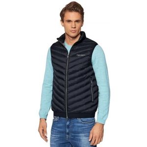 Armani Exchange Gewatteerd vest met echt dons voor heren, marineblauw/grijs gemêleerd.