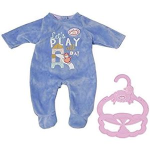 Baby Annabell 706244 Little Romper-kleding voor 36 cm poppen voor peuters van 12 maanden en gemakkelijk voor kleine handen, inclusief romper en haager, blauw