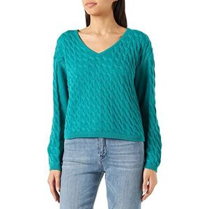 Vila Vichao V-hals L/S Cable Knit Top/Su-noos Gebreide poncho voor dames, Alhambra