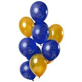 Folat 12 stuks blauw goud latex ballonnen elegante feestdecoratie